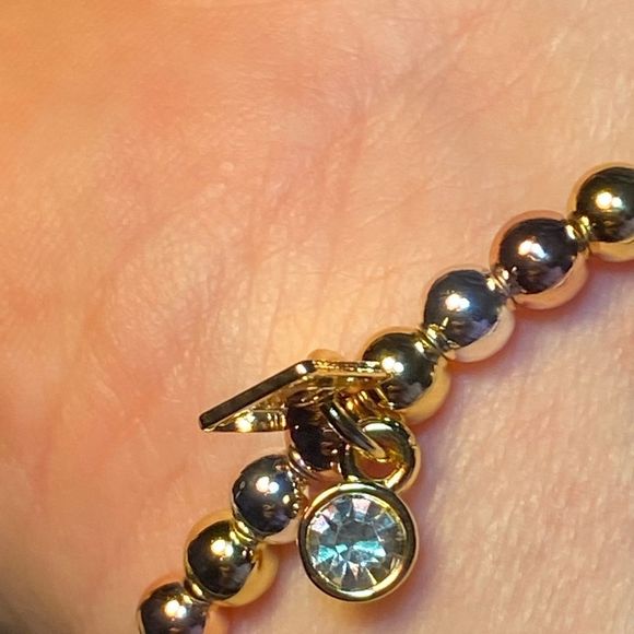 NWT ❤️ CUTE VALENTINES HEART LOVEY BRACELET TRI COLOR METAL BEADS STRETCH - Picture 4 of 13